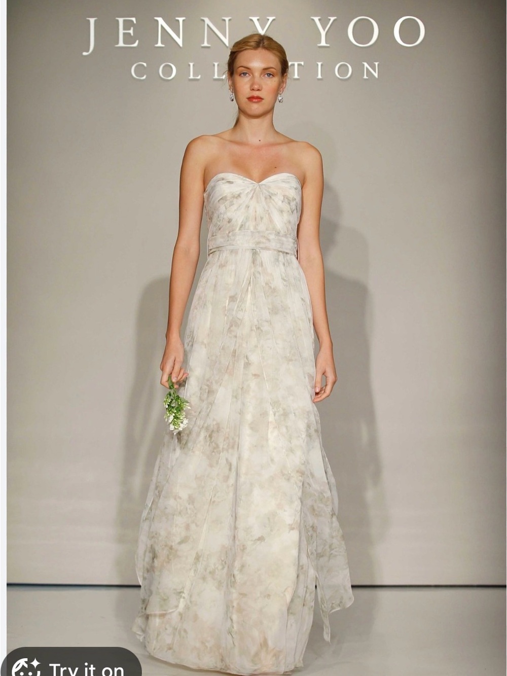 Jenny Yoo Annabelle Strapless Watercolor Floral Convertible Gown Size 8